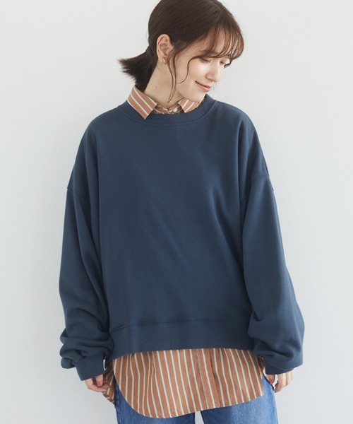 Green　Parks（グリーンパークス）の「袖ぽわ裏毛プルオーバー＊（Tシャツ/カットソー・レディース・ブラック/ベージュ/ブラウン/ブルー・FREE）」の4枚目の写真