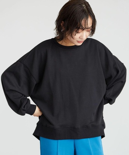 Green　Parks（グリーンパークス）の「袖ぽわ裏毛プルオーバー＊（Tシャツ/カットソー・レディース・ブラック/ベージュ/ブラウン/ブルー・FREE）」の2枚目の写真