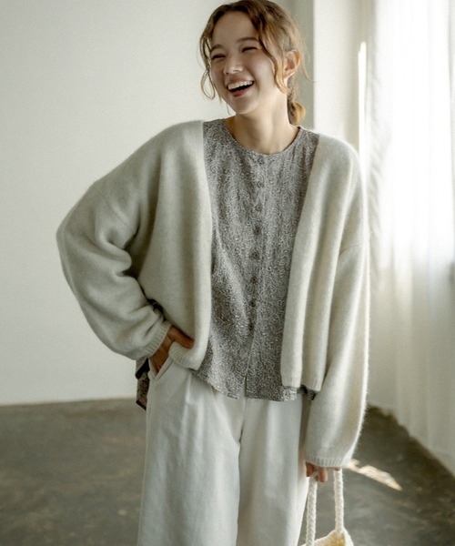 PUAL CE CIN（ピュアルセシン）の「ホワイトヤク カーディガン（カーディガン/ボレロ・レディース・アイボリー/ベージュ/ミント/ピンク/ライトピンク・FREE）」の3枚目の写真