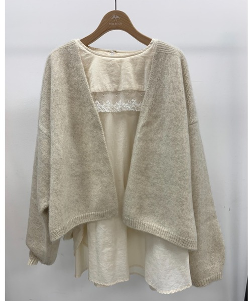 PUAL CE CIN（ピュアルセシン）の「ホワイトヤク カーディガン（カーディガン/ボレロ・レディース・アイボリー/ベージュ/ミント/ピンク/ライトピンク・FREE）」の6枚目の写真