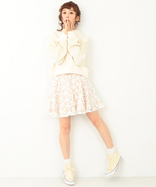 CAROLINA GLASER(カロリナ グレイサー)の「CAROLINA GLASER / スケルトン フレアースカート(スカート・レディース・ホワイト/ブラック・ONE SIZE)」の5枚目の写真