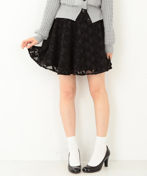 CAROLINA GLASER(カロリナ グレイサー)の「CAROLINA GLASER / スケルトン フレアースカート(スカート・レディース・ホワイト/ブラック・ONE SIZE)」の2枚目の写真