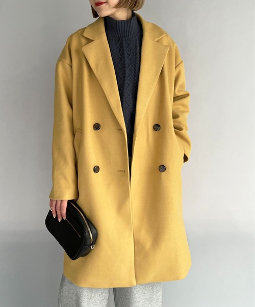 PICCIN(ピッチン)の「ダブルロングチェスターコート(その他アウター・レディース・ベージュ/イエロー/ブルー・M/L)」の3枚目の写真