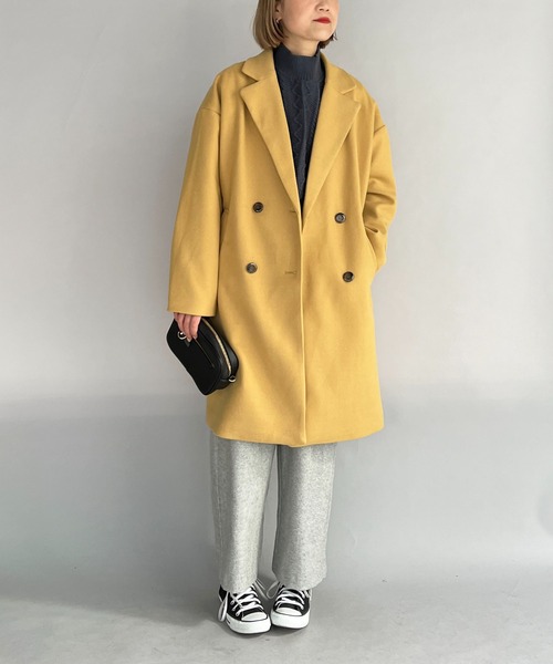 PICCIN(ピッチン)の「ダブルロングチェスターコート(その他アウター・レディース・ベージュ/イエロー/ブルー・M/L)」の6枚目の写真