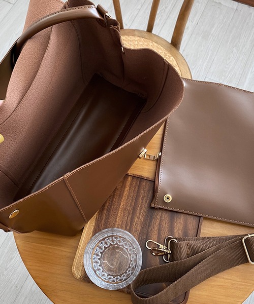 SMILE ORCHID（スマイルオーキッド）の「ふたつき２wayトートバッグ＆ショルダーバッグ（ショルダーバッグ・レディース・ブラウン/ブラック・FREE）」の5枚目の写真