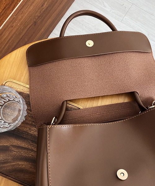 SMILE ORCHID（スマイルオーキッド）の「ふたつき２wayトートバッグ＆ショルダーバッグ（ショルダーバッグ・レディース・ブラウン/ブラック・FREE）」の7枚目の写真