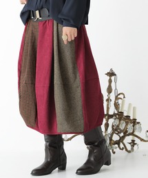 『異素材配色コクーンスカート』