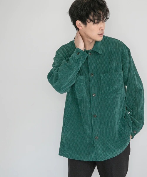 LOWRYS FARM(ローリーズファーム)の「ソフトコーデュロイシャツジャケット 255131(シャツ/ブラウス・メンズ・チャコールグレー/ダークブラウン/グリーン・MEDIUM/LARGE)」の1枚目の写真