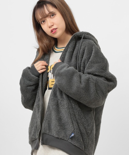 PEN FIELD(ペンフィールド)の「【PENFIELD/ペンフィールド】シャギーボアフリース ジップパーカージャケット/防風(ブルゾン・レディース・チャコールグレー/ベージュ/オフホワイト/ライトブラウン・M/L/XL)」の7枚目の写真
