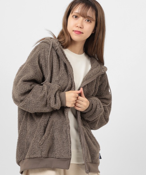 PEN FIELD(ペンフィールド)の「【PENFIELD/ペンフィールド】シャギーボアフリース ジップパーカージャケット/防風(ブルゾン・レディース・チャコールグレー/ベージュ/オフホワイト/ライトブラウン・M/L/XL)」の9枚目の写真