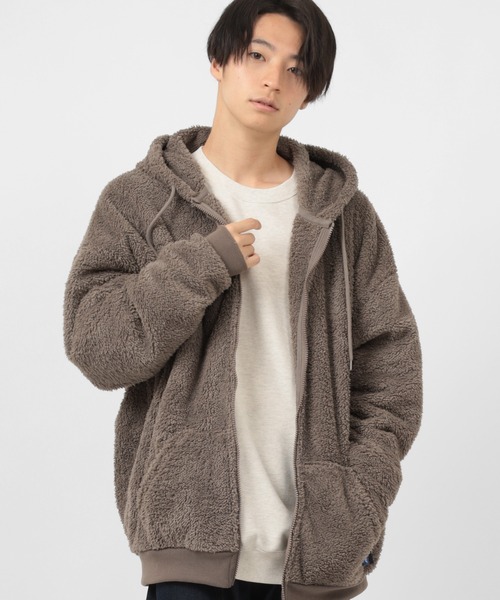 PEN FIELD(ペンフィールド)の「【PENFIELD/ペンフィールド】シャギーボアフリース ジップパーカージャケット/防風(ブルゾン・レディース・チャコールグレー/ベージュ/オフホワイト/ライトブラウン・M/L/XL)」の8枚目の写真