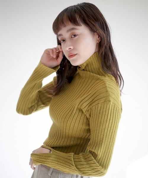 spoon store（スプーンストア）の「リブニットタートルネックインナー（ニット/セーター・レディース・ブラック/ブラウン/グリーン/アイボリー・フリー）」の4枚目の写真