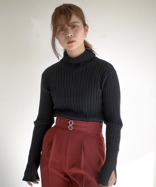 spoon store（スプーンストア）の「リブニットタートルネックインナー（ニット/セーター・レディース・ブラック/ブラウン/グリーン/アイボリー・フリー）」の14枚目の写真