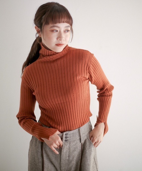 spoon store（スプーンストア）の「リブニットタートルネックインナー（ニット/セーター・レディース・ブラック/ブラウン/グリーン/アイボリー・フリー）」の20枚目の写真