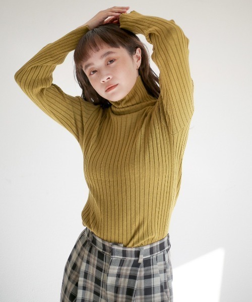 spoon store（スプーンストア）の「リブニットタートルネックインナー（ニット/セーター・レディース・ブラック/ブラウン/グリーン/アイボリー・フリー）」の21枚目の写真