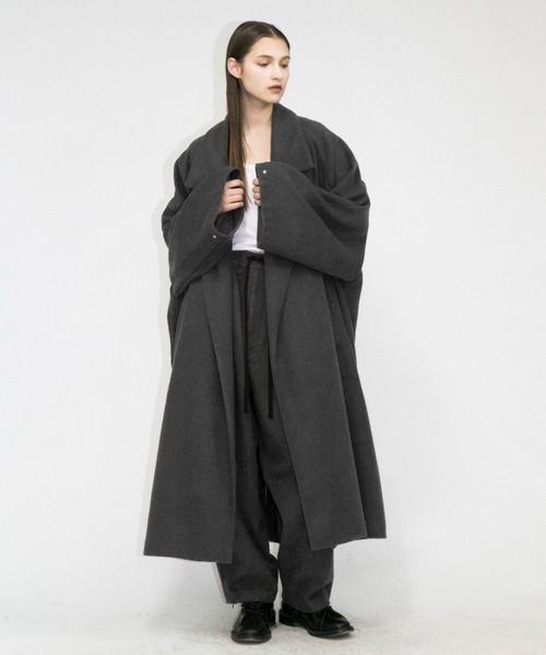 my beautiful landlet(マイビューティフルランドレット)の「【my beautiful landlet】 wool mossa long coat(トレンチコート・メンズ・ブラック/グリーン/エンジ/グレー・0/1/2)」の3枚目の写真