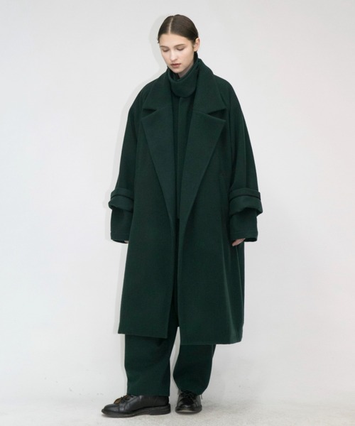 my beautiful landlet(マイビューティフルランドレット)の「【my beautiful landlet】 wool mossa long coat(トレンチコート・メンズ・ブラック/グリーン/エンジ/グレー・0/1/2)」の4枚目の写真