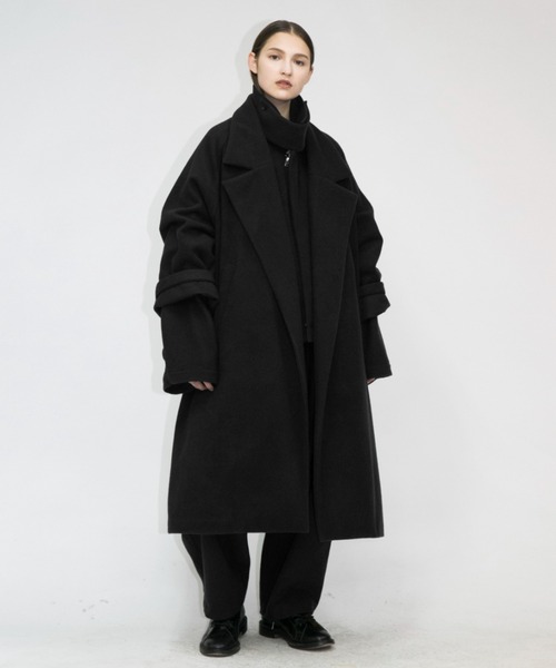 my beautiful landlet(マイビューティフルランドレット)の「【my beautiful landlet】 wool mossa long coat(トレンチコート・メンズ・ブラック/グリーン/エンジ/グレー・0/1/2)」の2枚目の写真