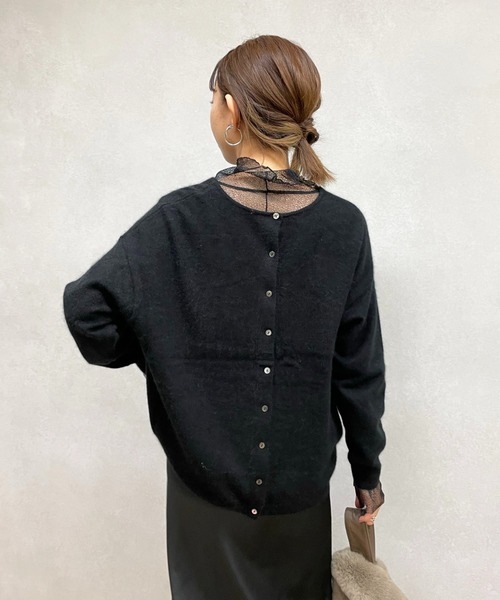 DouDou(ドゥドゥ)の「2WAYスキッパープルオーバー(ニット/セーター・レディース・ブラック/ベージュ/モカ/ブルー・FREE)」の2枚目の写真