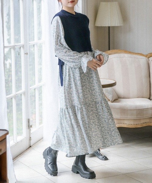 OLIVE des OLIVE（オリーブデオリーブ）の「ニットベスト付ワンピース（ワンピース・レディース・ブラック/ベージュ/ネイビー・FREE）」の10枚目の写真