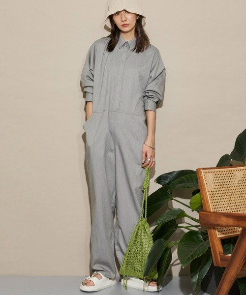 Auntie Rosa Holiday（アンティローザホリデー）の「T/Rツイルオールインワン（サロペット/オーバーオール・レディース・グレー/ブラック・SMALL/MEDIUM）」の2枚目の写真