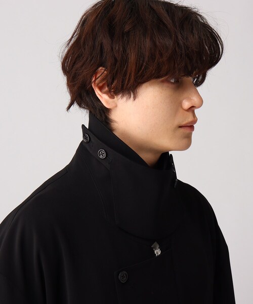 tk.TAKEO KIKUCHI（ティーケータケオキクチ）の「◆ダブルクロス スタンドジップコート（ステンカラーコート・メンズ・ブラック/オフホワイト・02/03）」の10枚目の写真