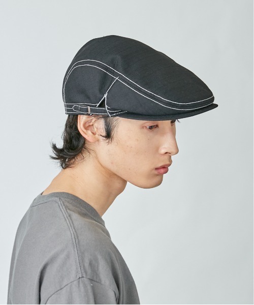 OVERRIDE（オーバーライド）の「OVERRIDE CONTRAST STITCH HUNTING（ハンチング/ベレー帽・メンズ・ブラック/ベージュ/グレー・L(60cm)/M(58cm)）」の5枚目の写真