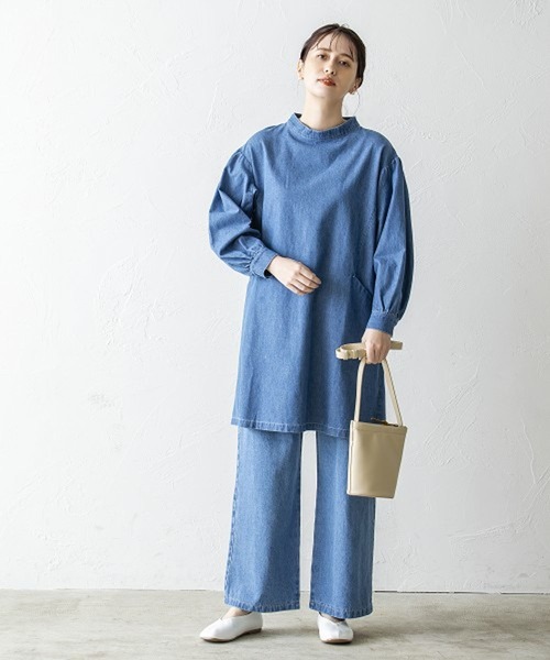 studio CLIP（スタディオクリップ）の「デニムアソートスタンドワンピース（ワンピース・レディース・オフホワイト/カーキ/ライトブルー・MEDIUM/LARGE）」の10枚目の写真