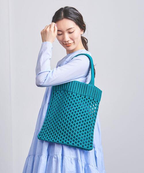 BATONER（バトナー）の「【別注】＜BATONER（バトナー）＞ニット バッグ†（トートバッグ・レディース・ブラック/ケリー/イエロー・FREE）」の5枚目の写真