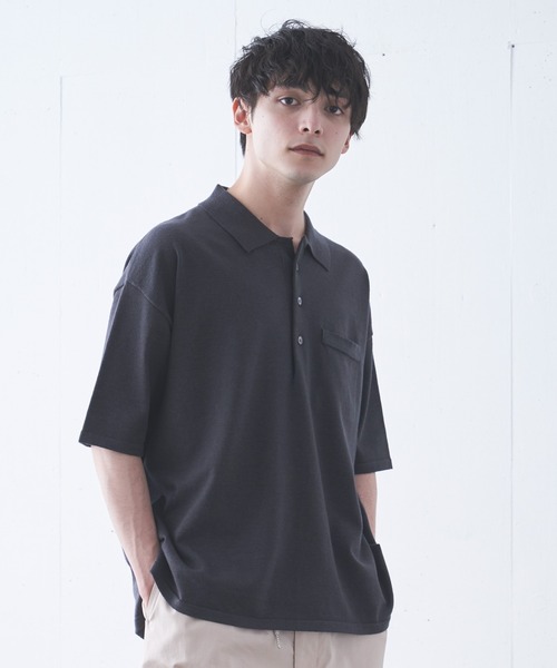 Alpinus（アルピナス）の「Alpinus - high gauge fluffy knit polo shirts /ハイゲージフラフィーニットポロ（ポロシャツ・メンズ・チャコールグレー/グリーン/テラコッタ・SMALL/MEDIUM）」の2枚目の写真