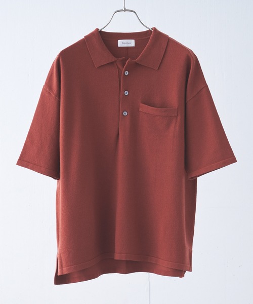 Alpinus（アルピナス）の「Alpinus - high gauge fluffy knit polo shirts /ハイゲージフラフィーニットポロ（ポロシャツ・メンズ・チャコールグレー/グリーン/テラコッタ・SMALL/MEDIUM）」の16枚目の写真