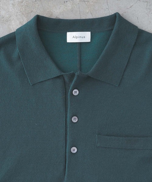 Alpinus（アルピナス）の「Alpinus - high gauge fluffy knit polo shirts /ハイゲージフラフィーニットポロ（ポロシャツ・メンズ・チャコールグレー/グリーン/テラコッタ・SMALL/MEDIUM）」の20枚目の写真