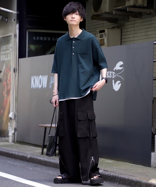 Alpinus（アルピナス）の「Alpinus - high gauge fluffy knit polo shirts /ハイゲージフラフィーニットポロ（ポロシャツ・メンズ・チャコールグレー/グリーン/テラコッタ・SMALL/MEDIUM）」の8枚目の写真