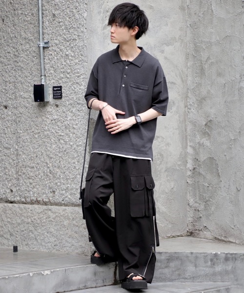 Alpinus（アルピナス）の「Alpinus - high gauge fluffy knit polo shirts /ハイゲージフラフィーニットポロ（ポロシャツ・メンズ・チャコールグレー/グリーン/テラコッタ・SMALL/MEDIUM）」の10枚目の写真