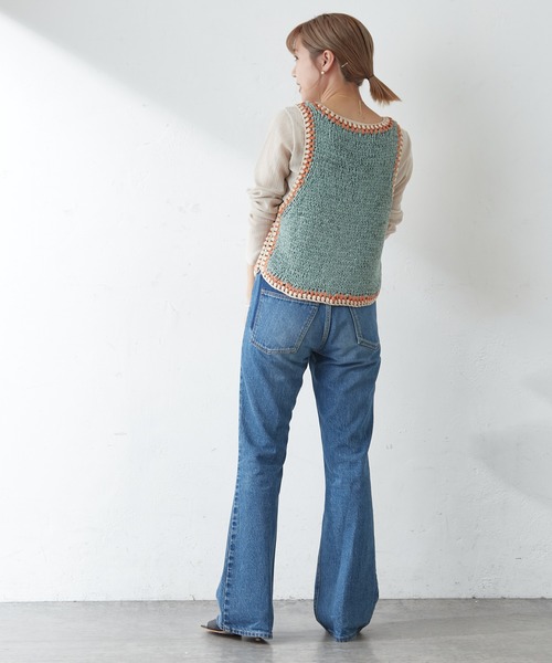 SHENERY(シーナリー)の「ハンドステッチニットベスト(ベスト・レディース・オフホワイト/ミント・FREE)」の5枚目の写真