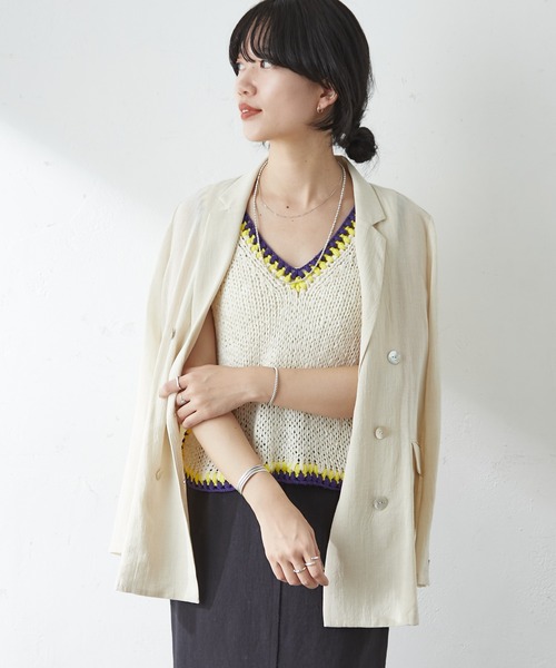 SHENERY(シーナリー)の「ハンドステッチニットベスト(ベスト・レディース・オフホワイト/ミント・FREE)」の18枚目の写真