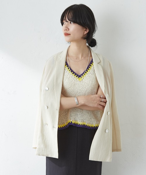 SHENERY(シーナリー)の「ハンドステッチニットベスト(ベスト・レディース・オフホワイト/ミント・FREE)」の21枚目の写真