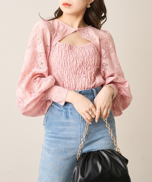 Chico（チコ）の「フロントデザインシャーリングレースブラウス（シャツ/ブラウス・レディース・ホワイト/ピンク/ブルー・FREE）」の20枚目の写真