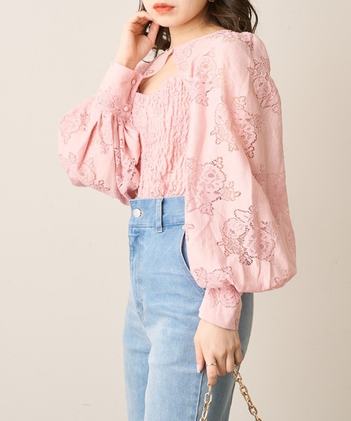 Chico（チコ）の「フロントデザインシャーリングレースブラウス（シャツ/ブラウス・レディース・ホワイト/ピンク/ブルー・FREE）」の21枚目の写真