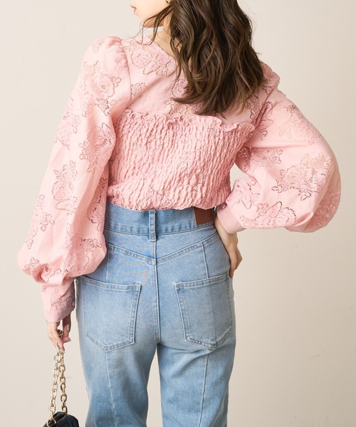 Chico（チコ）の「フロントデザインシャーリングレースブラウス（シャツ/ブラウス・レディース・ホワイト/ピンク/ブルー・FREE）」の22枚目の写真