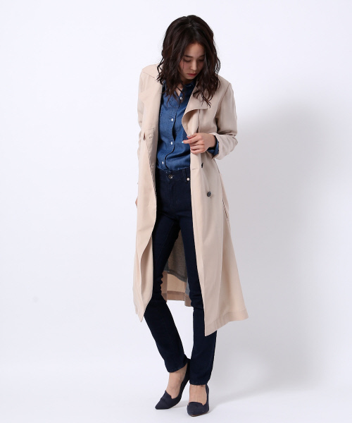 MYSELF ABAHOUSE（マイセルフアバハウス）の「レーヨンツイル ドレストレンチ（トレンチコート・レディース・ベージュ/ネイビー/ダークブルー・FREE）」の4枚目の写真