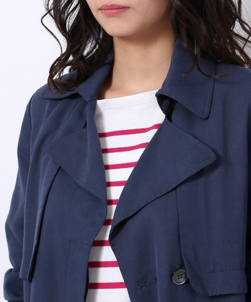 MYSELF ABAHOUSE（マイセルフアバハウス）の「レーヨンツイル ドレストレンチ（トレンチコート・レディース・ベージュ/ネイビー/ダークブルー・FREE）」の8枚目の写真