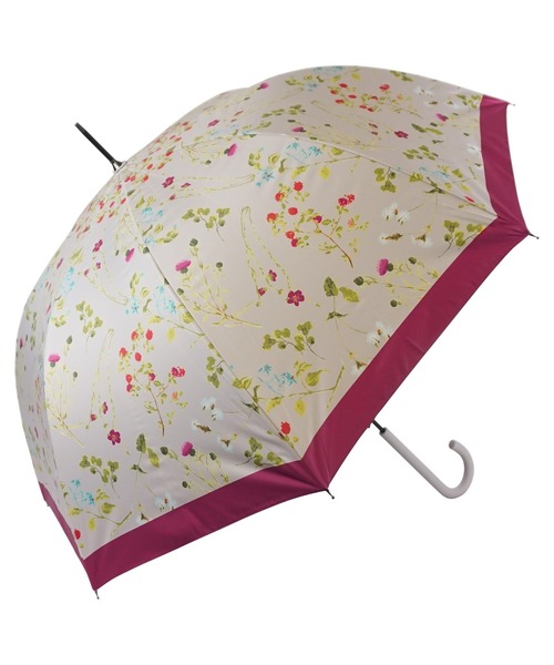 macocca（マコッカ）の「完全遮光 UVカット100% 日傘 晴雨兼用 ジャンプ傘 デザインシリーズ ボタニカル柄（長傘・レディース・ピンク/イエロー/オレンジ/ブルーグリーン・FREE）」の3枚目の写真