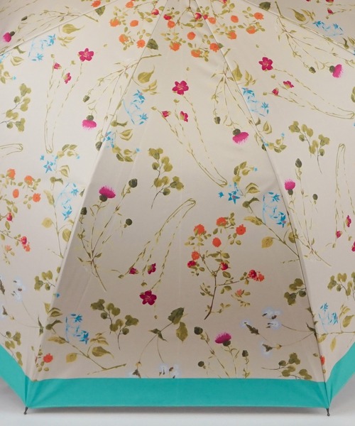 macocca（マコッカ）の「完全遮光 UVカット100% 日傘 晴雨兼用 ジャンプ傘 デザインシリーズ ボタニカル柄（長傘・レディース・ピンク/イエロー/オレンジ/ブルーグリーン・FREE）」の7枚目の写真