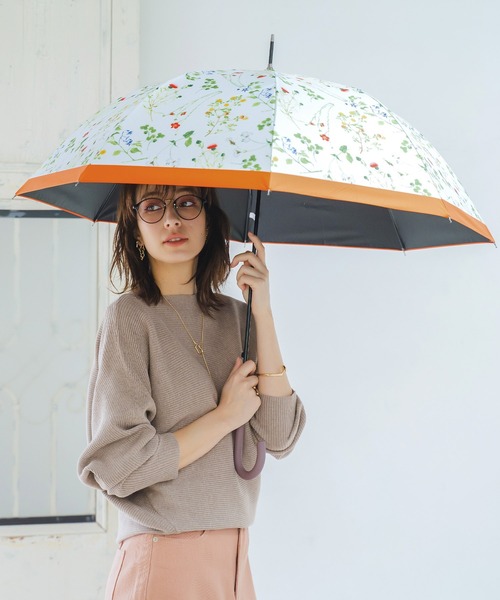 macocca（マコッカ）の「完全遮光 UVカット100% 日傘 晴雨兼用 ジャンプ傘 デザインシリーズ ボタニカル柄（長傘・レディース・ピンク/イエロー/オレンジ/ブルーグリーン・FREE）」の21枚目の写真