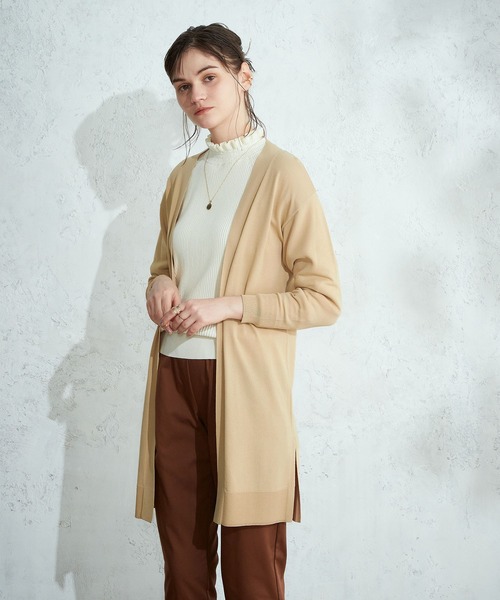 LE SOUK HOLIDAY(ルスークホリデー)の「ミドル丈トッパーカーディガン(カーディガン/ボレロ・レディース・ベージュ/ネイビー/ライトグレー・M/L)」の2枚目の写真