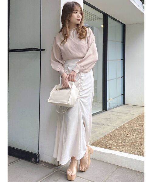 dazzlin（ダズリン）の「チュールレイヤードカシュクールニットⅡ（ニット/セーター・レディース・ベージュ/ピンク/グレー/モカ・FREE）」の9枚目の写真