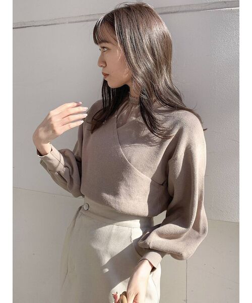 dazzlin（ダズリン）の「チュールレイヤードカシュクールニットⅡ（ニット/セーター・レディース・ベージュ/ピンク/グレー/モカ・FREE）」の10枚目の写真