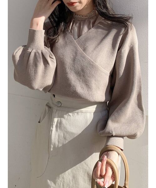 dazzlin（ダズリン）の「チュールレイヤードカシュクールニットⅡ（ニット/セーター・レディース・ベージュ/ピンク/グレー/モカ・FREE）」の11枚目の写真