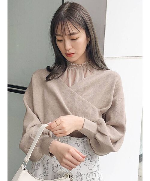 dazzlin（ダズリン）の「チュールレイヤードカシュクールニットⅡ（ニット/セーター・レディース・ベージュ/ピンク/グレー/モカ・FREE）」の14枚目の写真